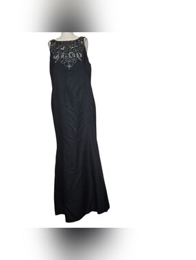 Alyce Designs Black Floral Beaded Maxi Dress Plus Size 18 Formal